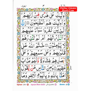 Alif Laam Meem Colour Coded Tajweed Rules : Persian ,Pakistani ,Indian Script,Ref 401