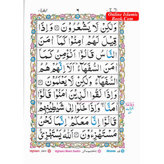 Alif Laam Meem Colour Coded Tajweed Rules : Persian ,Pakistani ,Indian Script,Ref 401