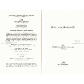Allah Loves The Humble Al Hafiz Ibn Abi Dunya,ISBN: 9781904336846