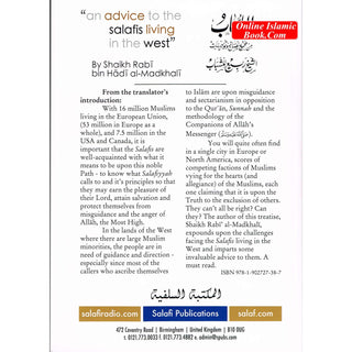 An Advice to the Salafis Living in the West By Shaikh Rabi bin Hadi al-Madkhali