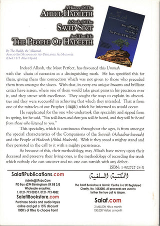 A History Of The Ahlul-Hadeeth A Study Of The Saved Sect And That It Is The People Of Hadeeth By Shaikh Ahmad Ibn Muhmmad,9781902727240,