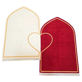 Couple Prayer Rug Set Thick Flannel Muslim Mat with Heart