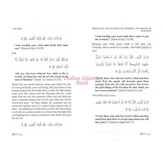Directives; Rulings on Finishing The Month of Ramadhan By Shaykh Abdur Razzaaq Bin Abdul Muhsin Al-Bad,ISBN: 9781943280940