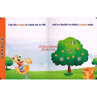 "My Little Marvels Colors children's book showing orange objects with colorful illustrations"