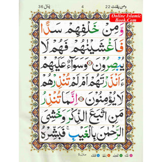 Surah Yaseen Tajweedi Large Font (7 Lines) (Size 10.7 x 8.5 inch) Ref 326A