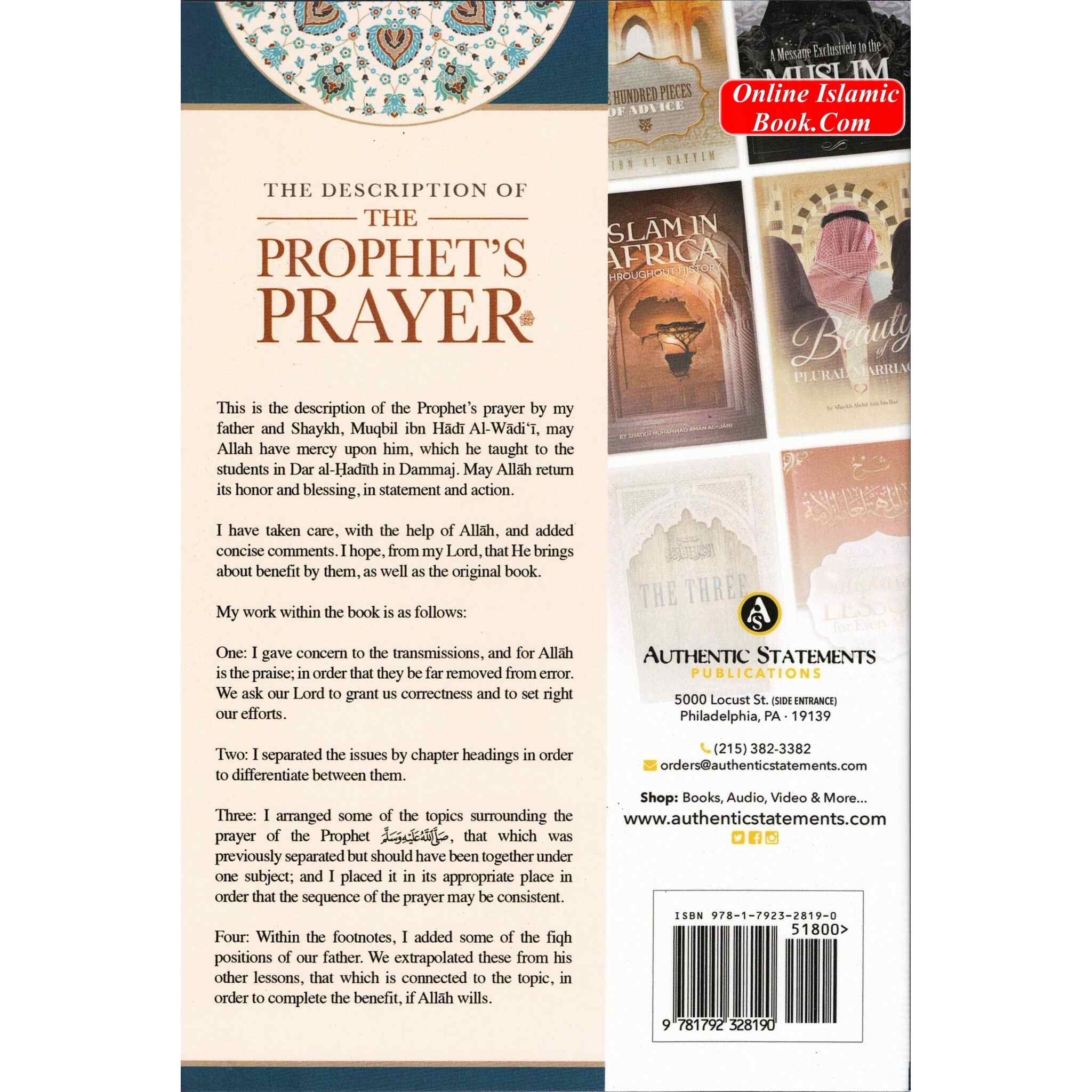 Muqbil Work The Description of The Prophet's Prayer by Muqbil Ibn Haadee – Online ...