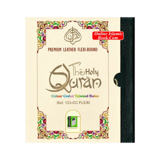 The Holy Quran Colour Coded Tajweed Rules Premium Leather Flexi-Bound  Ref 123-CC Flexi Cover (15 Lines)