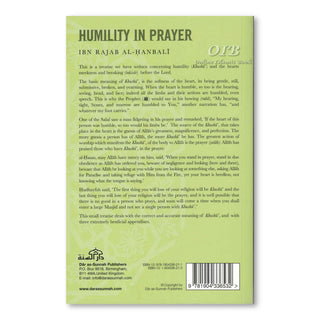 The Humility in Prayer By Ibn Rajab al-Hanbali,ISBN: 9781904336211